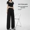MiiOW Women's Black High-Waist Draped Wide-Leg Suit Pants