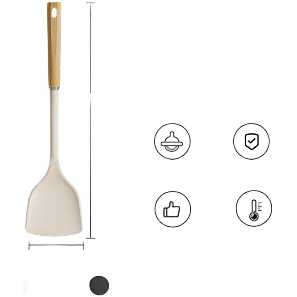 1PC Silicone Spatula Set Non-Adhesive Protection Comfortable Wooden Handle Food Safe High Temperature Resistant Spatula Set