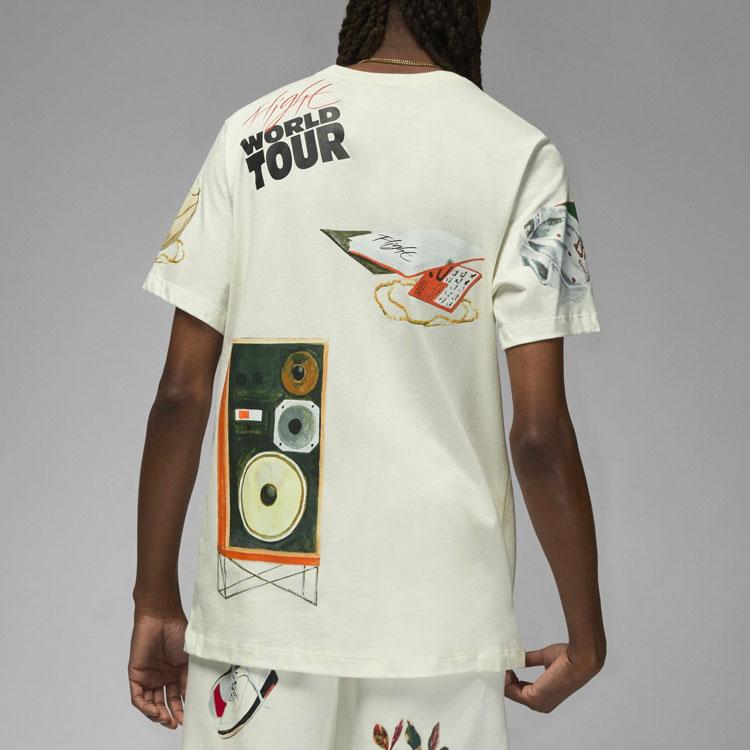 Jordan Pattern Print Crew Neck Short Sleeve T-Shirt Men Tops White DQ7379-133