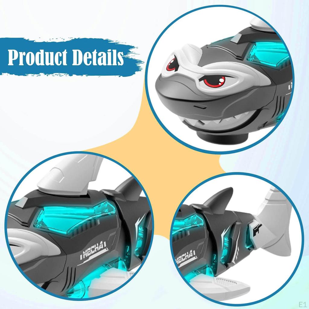 Electric Shark Toys Children Gifts with Realistic Biting Motion Lights Music Swinging Tail