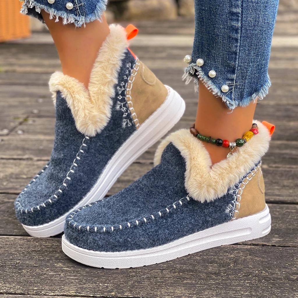 Fashion Women Boots 2025 New Warm Outdoor Fluffy Boots Comfortable Fuzzy Plush House Cotton Shoes Winter New Anti-slip Fur Snow Boots