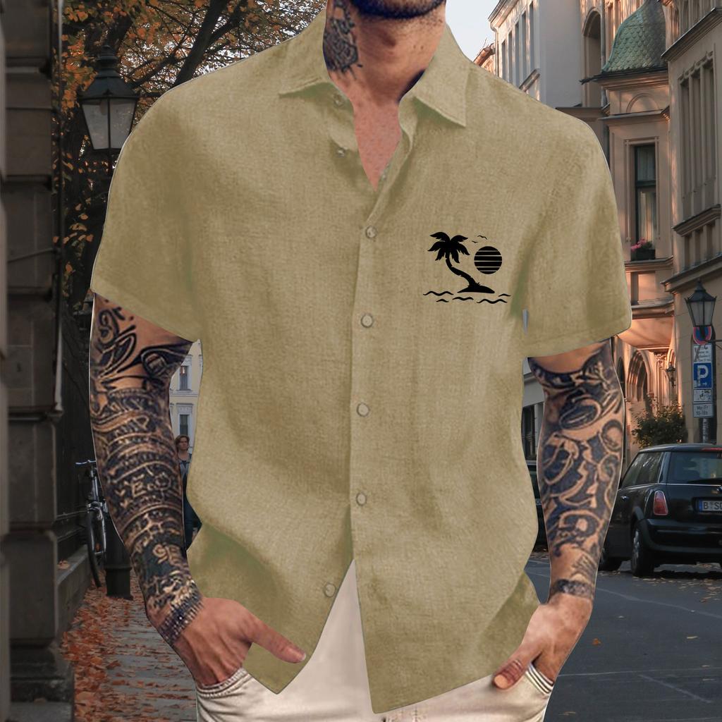 Pánská vintage letní plážová košile s krátkým rukávem na knoflíky na bowling