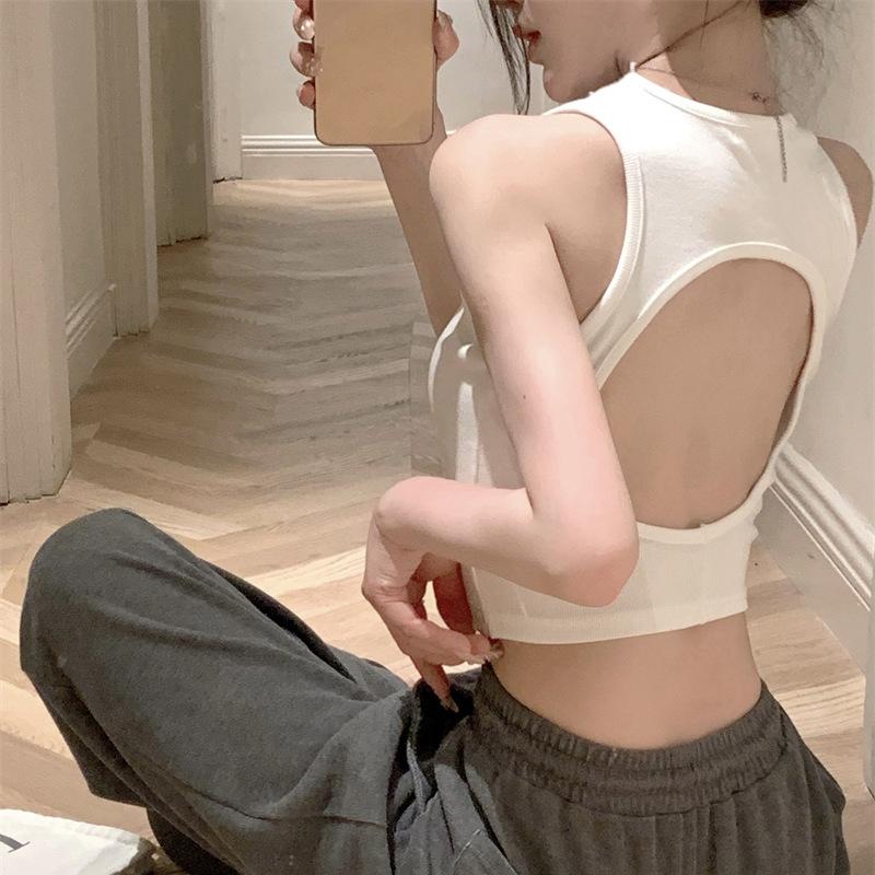 Women Sexy Vest Slim Camis Sleeveless Round Neck Hollow Tank Tops Summer Female Casual Solid Color Basic Camisole