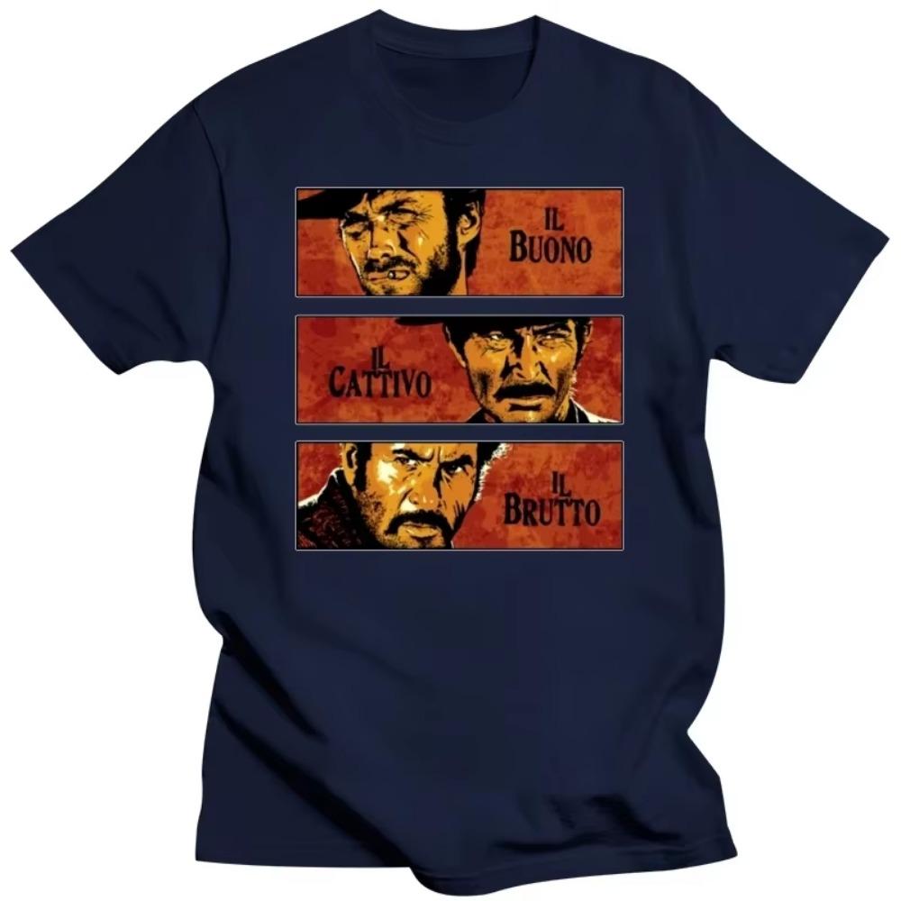 Vintage The Good The Bad And The Ugly T Shirt Homens Manga Curta Algodão Puro Tee Print Il buono brutto cattivo Camisetas TV T-shirt