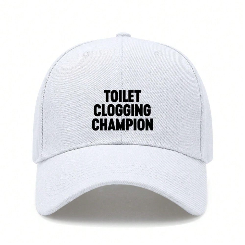 [Funny Baseball Cap] Toilet Clogging Champion Letter Print Polyester Adjustable Breathable Casual Outdoor Sports Dad Hat For Men Women