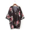 Women Chiffon Loose Shawl Print Kimono Cardigan Up Blouse Beachwear