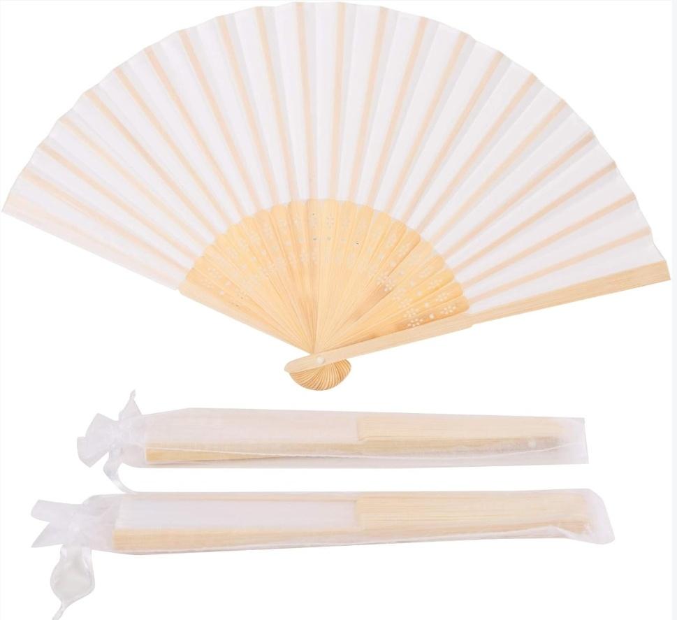 50/24pcs Paper Bamboo Folding Fans Adults Children's Calligraphy Painting Wooden Paper Folding Hand Fan Bride's Wedding Gifts