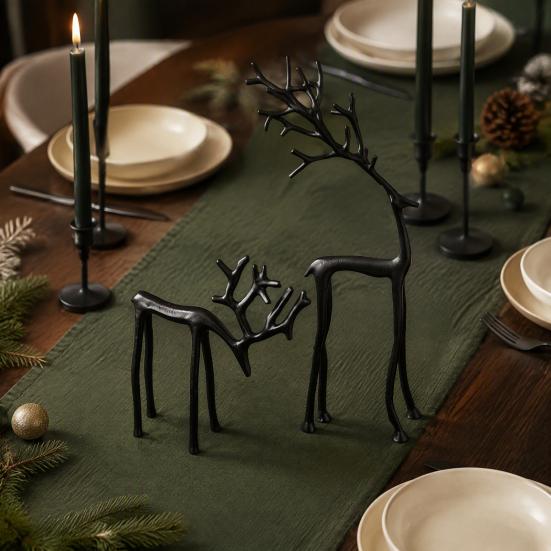 Indoor Festive Ornaments Christmas Reindeer Statue, Small Deer Sculpture Figurine, Modern Elegant Office Desk Decorations Holiday Decor for Tabletop,
