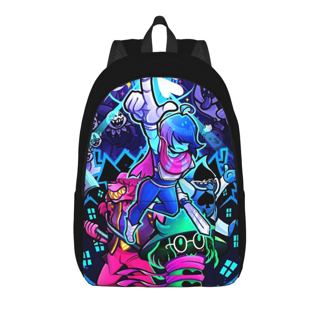 Deltarunes  Berdly And Kris Backpack for Men Women Cool Student Hiking Travel Daypack Video Games Laptop Canvas Bags Sports