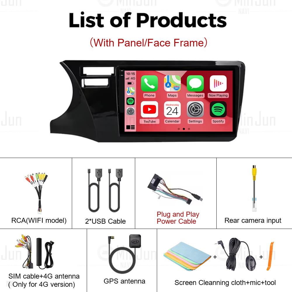 9 inch LHD for Honda City 2014 2015 2016 2017 Car Radio Player Android 14 GPS Navigation Stereo DSP Auto Wireless Carplay No DVD