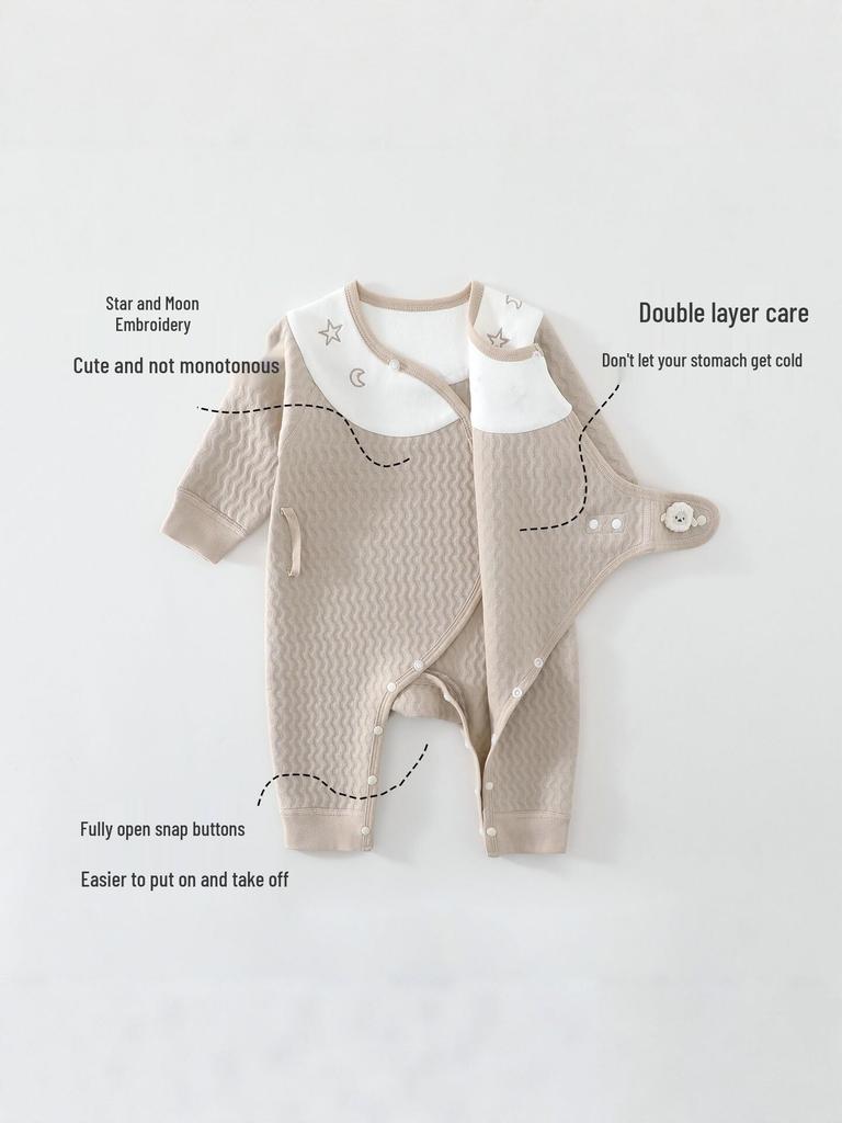 Newborn Butterfly Tagless Warm Jumpsuit, 3-Layer, Asymmetrical Snap-Up, 0-6 Months
