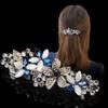 Clip de Primavera de Circonita Blanca Flor de Pedrería Brillante Clip Superior Clip Horizontal Elegante Adorno para el Cabello de Moda para Madres