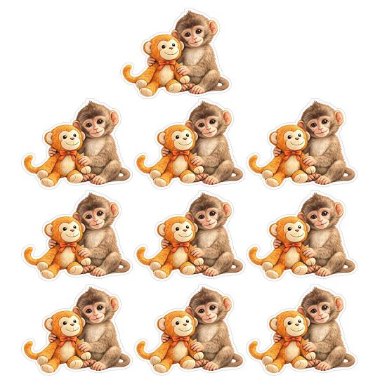 

10 Sheets Funny Monkey Hugging Plush Toy Stickers Quirky Vinyl Decals for Laptops Water Bottles Luggage Skateboards Waterproof DIY Crafts for Home P
