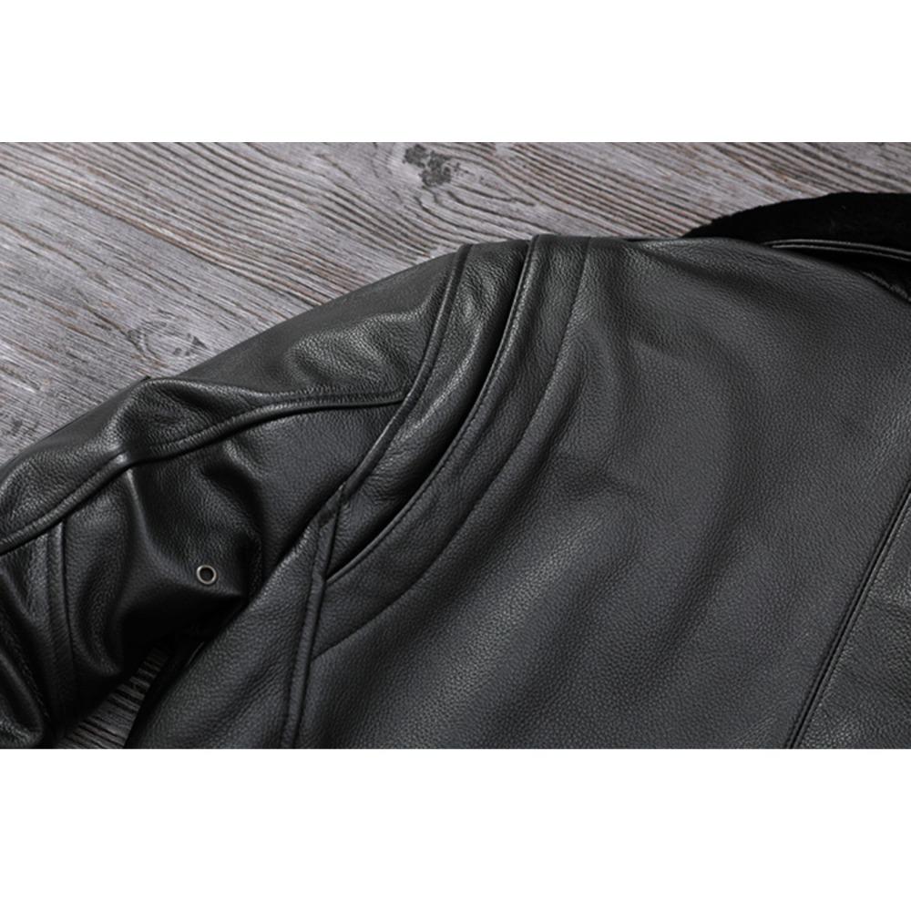 Chinese Size Men Leather Jacket Genuine Cow Leather Natural Fur Collar Flight Jackets Mens Cowhide Coats Winter Air Force Clothes