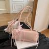 Women's Faux Leather Bowknot Underarm Bag Korean Small Square Shoulder Clutch Fashionable Handbag