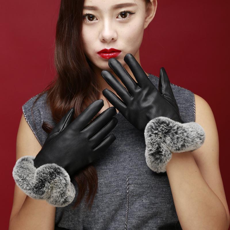 Men's and Women's Thick Plus Velvet Leather Gloves: Windproof, Non-slip for Cycling and Motorcycling