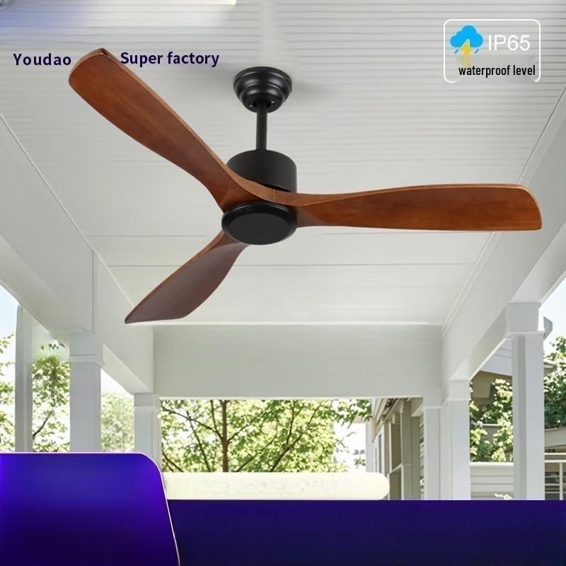 Outdoor Waterproof Rechargeable Solid Wood Ceiling Fan
