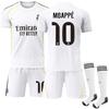 Kids Sports Gear 25/26 Mbappé Real Madrid No. 10 Football Jersey Breathable Polyester White