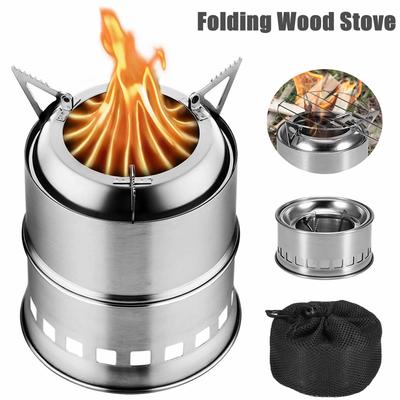 Stainless Steel Backpacking Folding Wood Stove Outdoor Cooking Wood Burner Camping Stove for BBQ Picnic Hiking