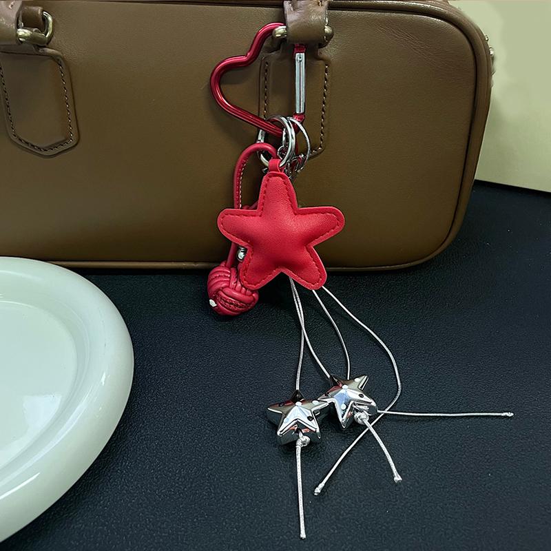 Bag Charm Simple PU Leather Star Phone Lanyard Backpack Decor Ornament Bag Hanger Chain for Women Accessory