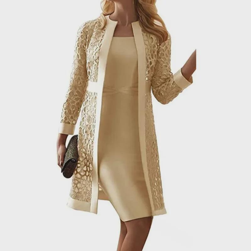 Women's Lace Cardigan Dress with Two Coats