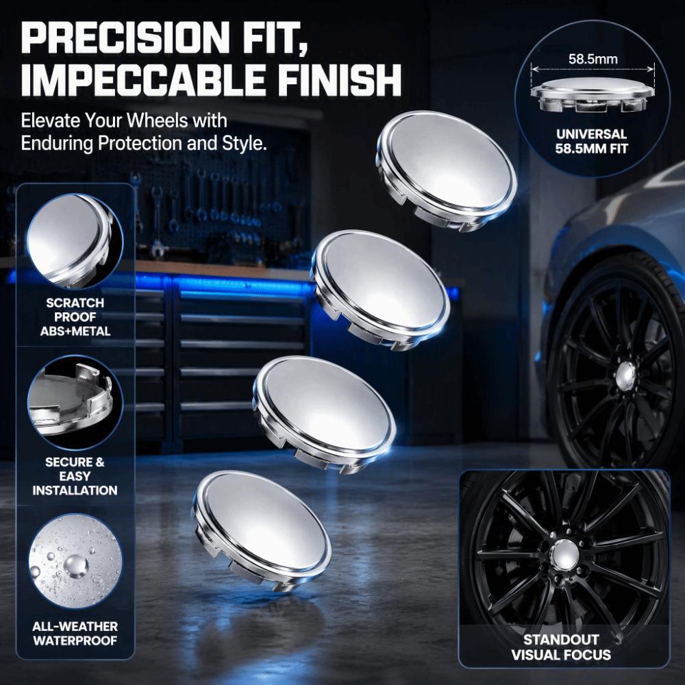 4pcs ABS Wheel Center Hub Caps Silver Tone Rim Hub Caps Durable Hub Cap Covers Universal Fit