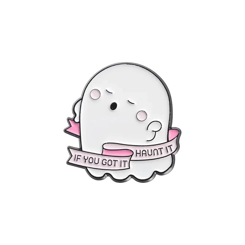 Halloween Punk Ghost Collected Enamel Pin Custom Spooky Boo With Black Cat Brooches Clothes Lapel Badge Jewelry Gift for Friends