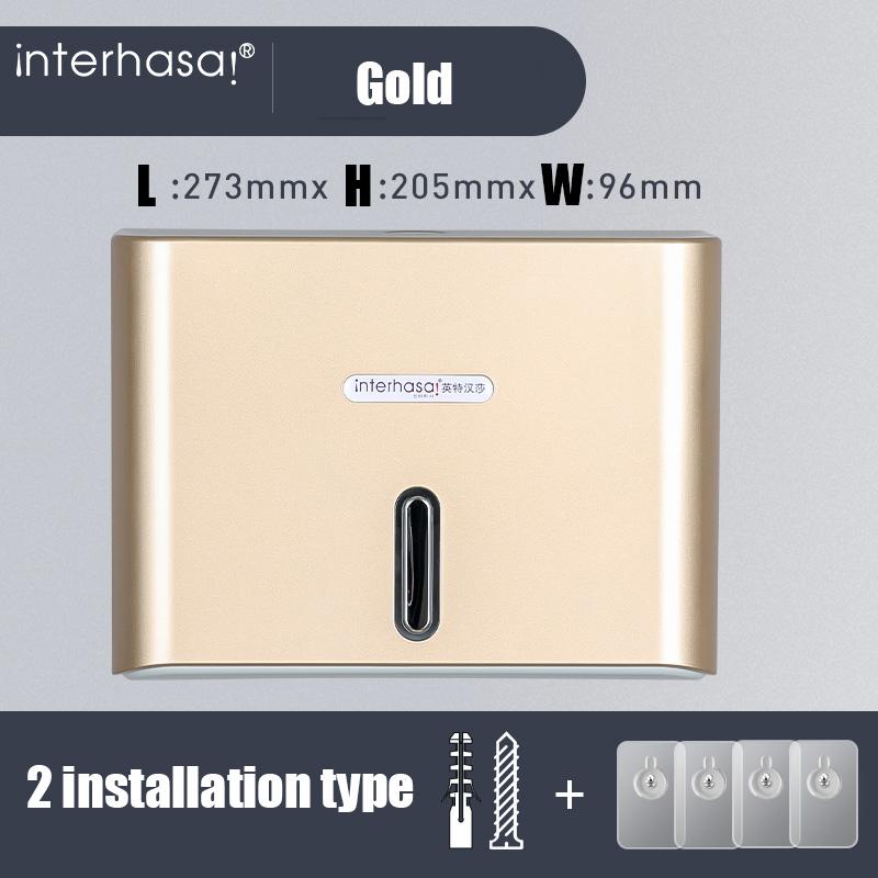 

Держатель для бумажных полотенец, настенный дырокол, бесплатный диспенсер для бумажных полотенец, водонепроницаемый диспенсер для салфеток для ванной комнаты, туалета, реклама золотой