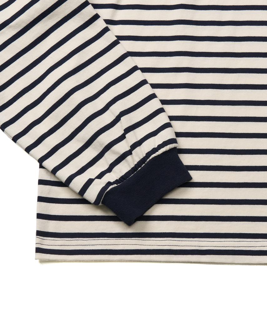 EXCONTAINER Loose Fit Striped Long Sleeve (Ivory/Navy)