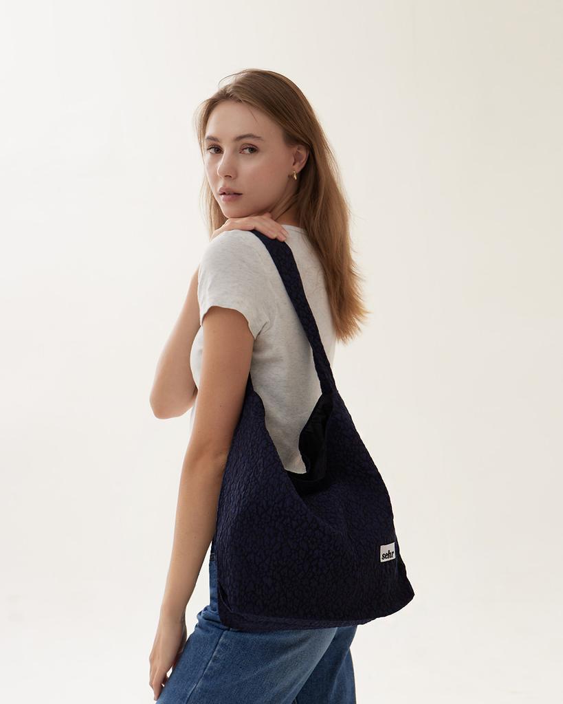 Sehr Wrinkle Leopard Hobo Bag (Navy)