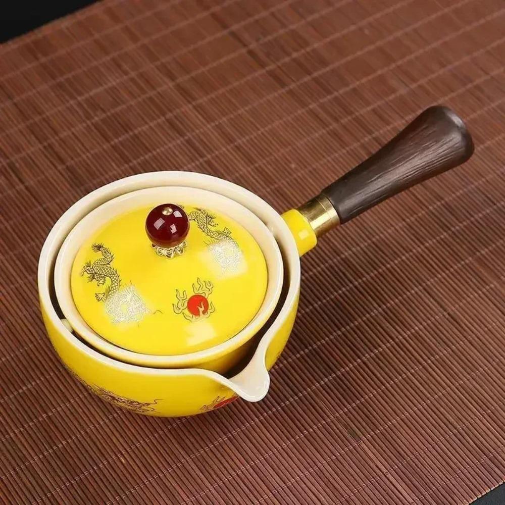 

Портативный дорожный чайный набор Керамический ленивый инструмент для заваривания чая Креативный вращающийся чайник Для путешествий на открытом воздухе Кемпинг Ретро кофейные принадлежности