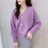 Women's Trendy V-Neck Knit Cardigan: Spring & Autumn Long Sleeve Loose Sweater in Candy Colors