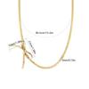 18K Gold-Plated Snake Bone Chain Necklace with Cross Bow Pendant