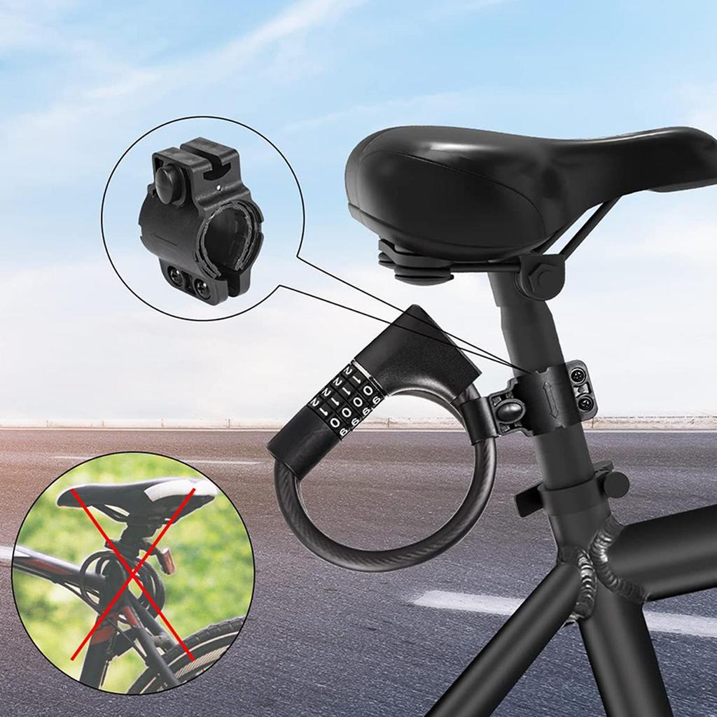 Bike Lock 5-Digit Combination Cable Resettable Anti-Theft Bike Lock For Outdoor Camping Scooter Trail Biking School Mountain