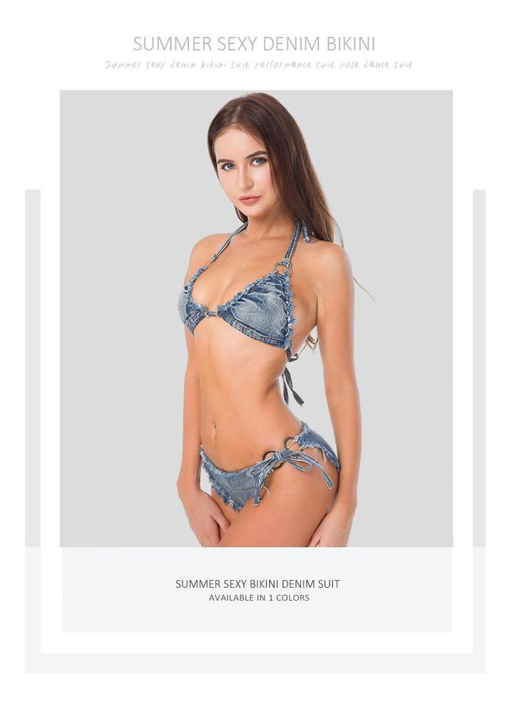 666# Women's Sexy Denim Bikini for Nightclub & Dance Performance