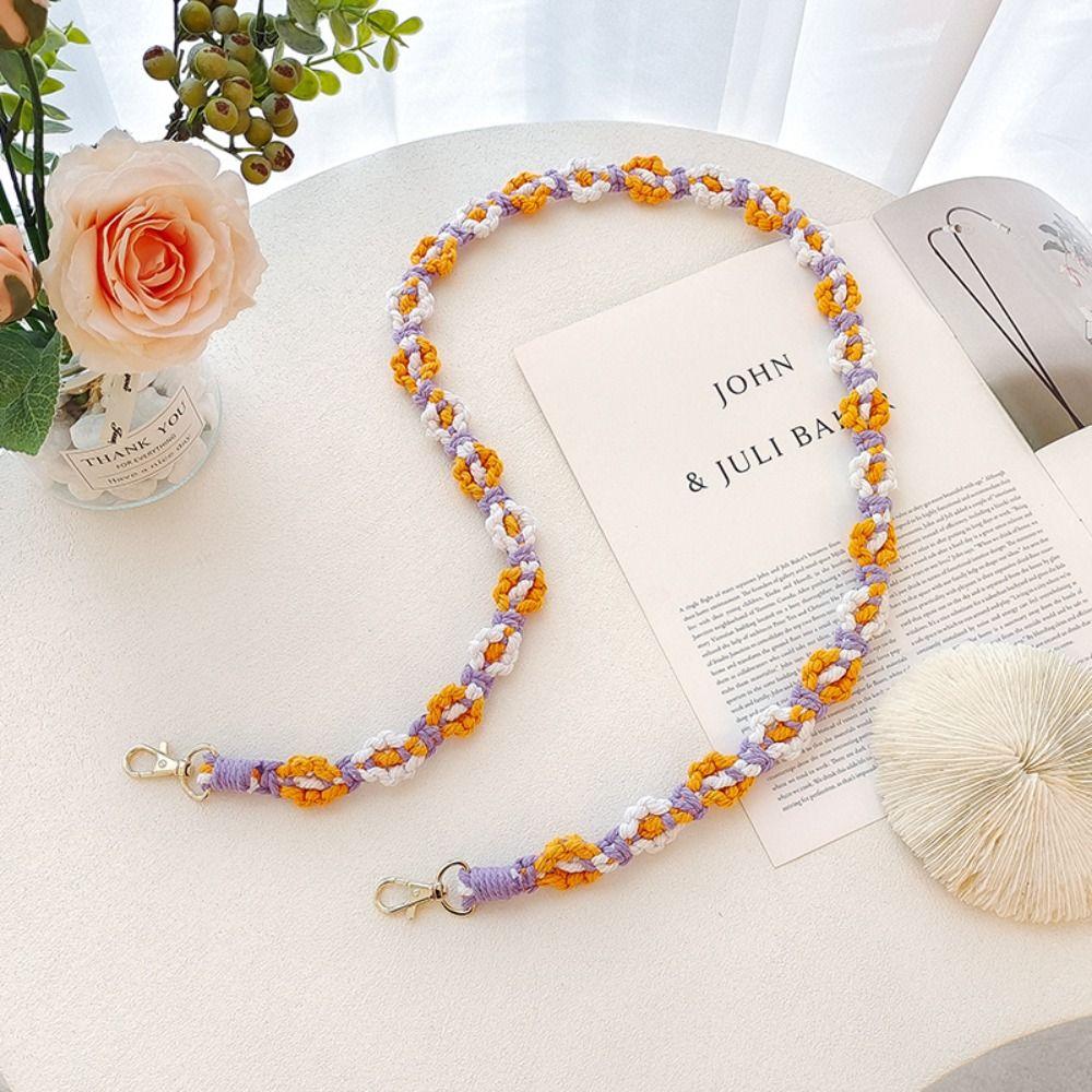 Cute Daisy Flower Macrame Keychain Handmade Bags Handle Chain Mobile Phone Charm for Women