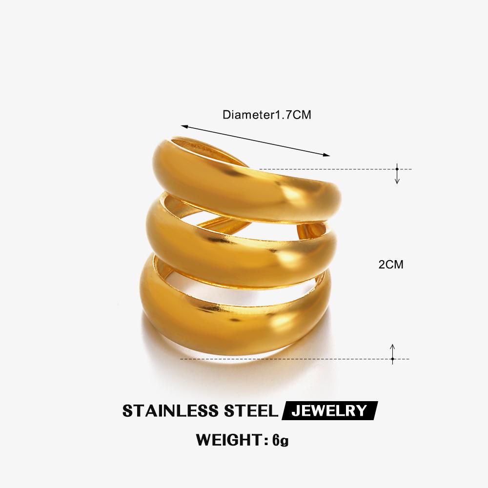 Stainless Steel Multi Layer Line Rings for Women Men Vintage Waterproof Charm Metal Gold Silver Color  Finger Jewelry