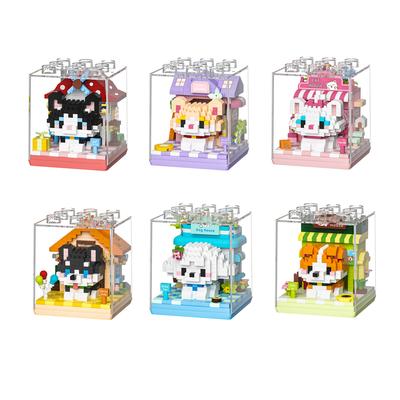 Non-Toxic Cute Mini Dog&Cats Pets House Micro Particle Building Blocks Toys Animals Models Diy Toys Birthday Gifts For Kids