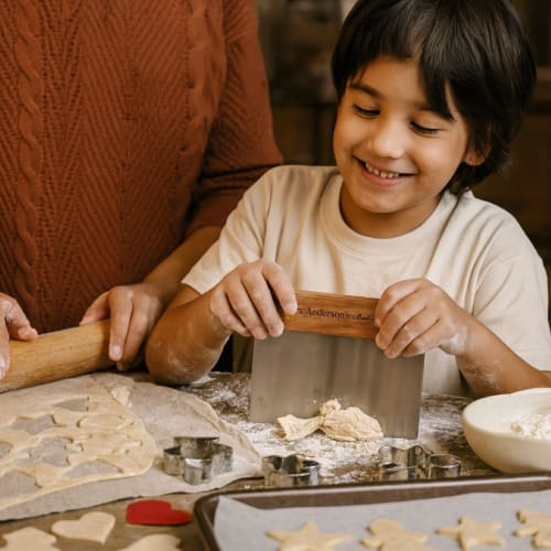 Mrs. Anderson's Baking Pastry Dough Scraper, Stainless Steel Blade with Wooden Handle