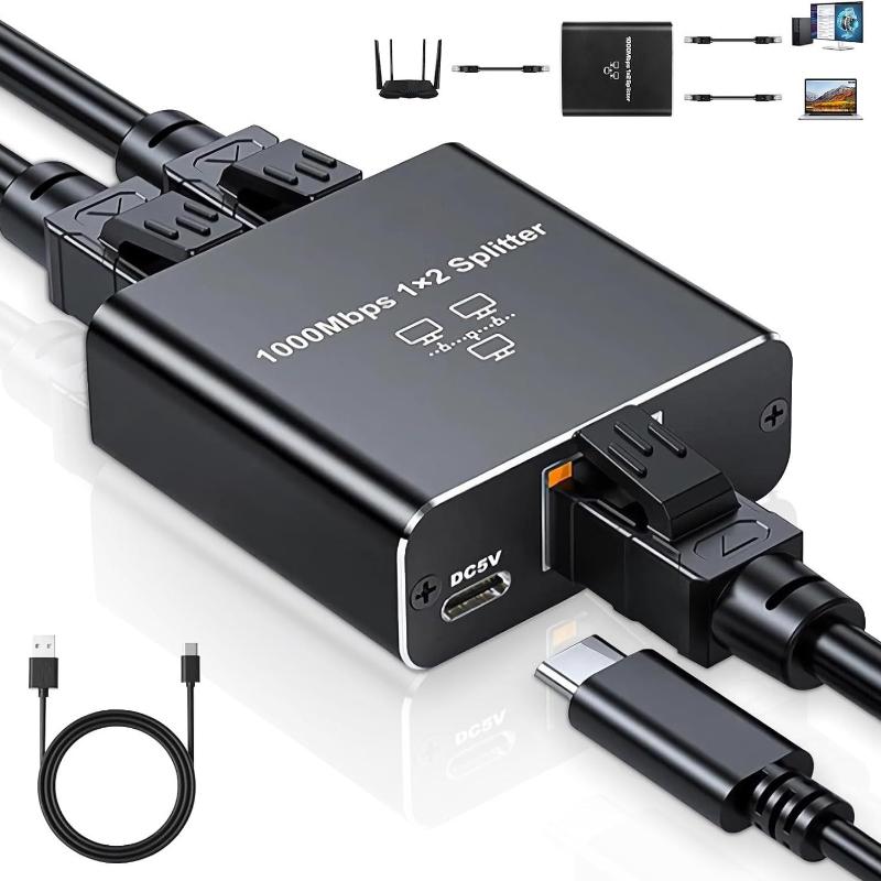 Network Cable Splitter With One To Two Simultaneous Internet Access Rj45 Splitter With One To Two Switch Ethernet Port Gigabit