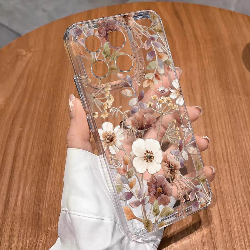 Vintage Floral Pattern Case For Xiaomi Redmi Note 15 Pro 4G Funda Redmi Note 14 13 Pro 5G Clear TPU Silicone Soft Cover