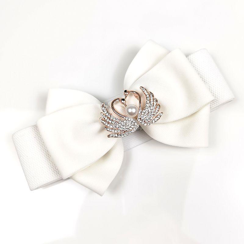 Double Beautiful Layer Bowknot Waist Belt In Soft Cotton With Elastic Fit Women For