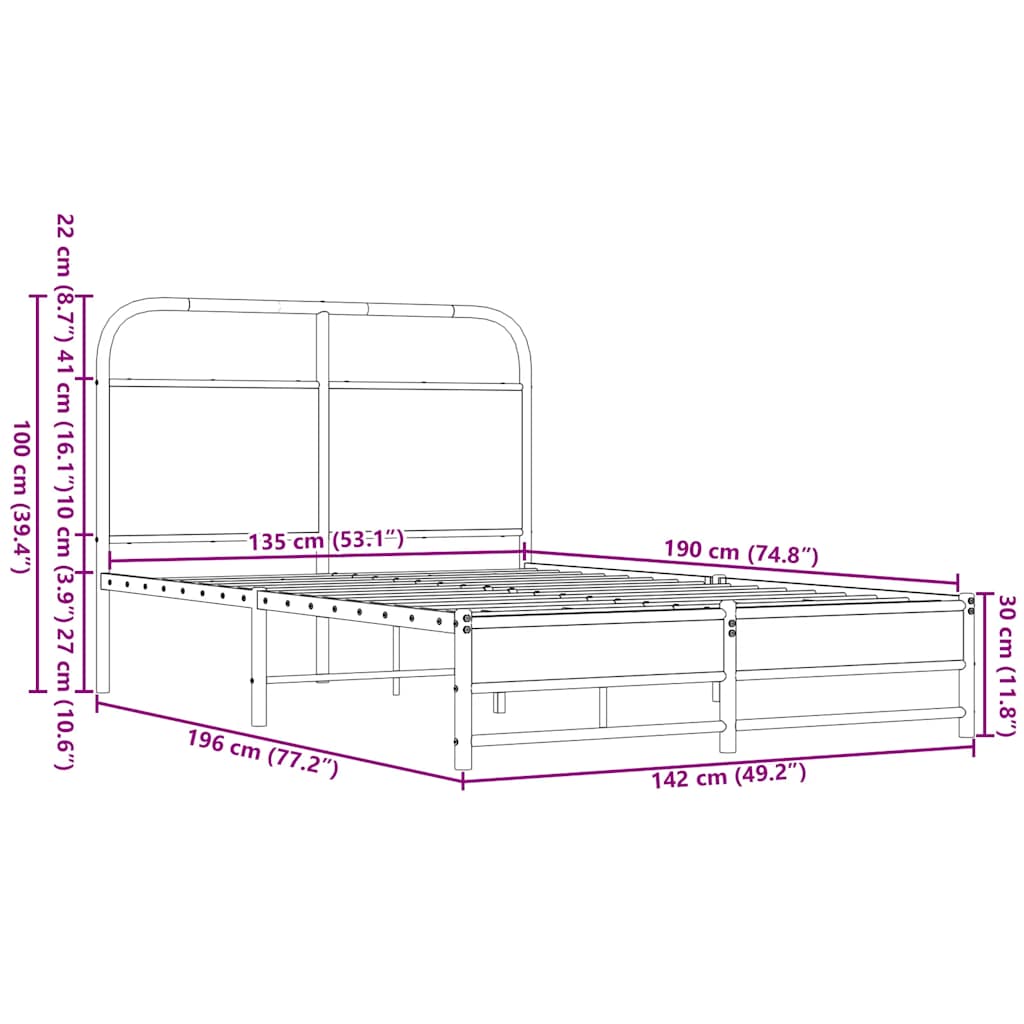 Bed Frame without Mattress 135x190 cm Brown Oak Effect