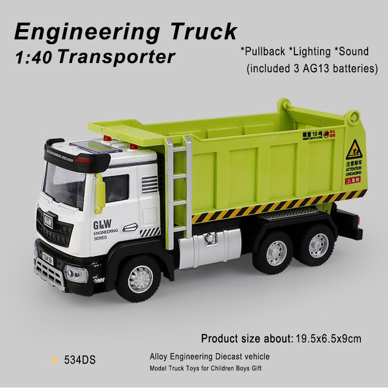 1:40 14 Stile Grünes Fahrzeug Pullback Stadt-Transporter Die-Cast Auto Ingenieurwesen LKW Bau Legierung Spielzeug für Kinder Geschenke