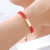 Rose Gold Adjustable Children's Bracelet with Stainless Steel Curved Plate & Red Nylon Rope (Style BR-1151)
