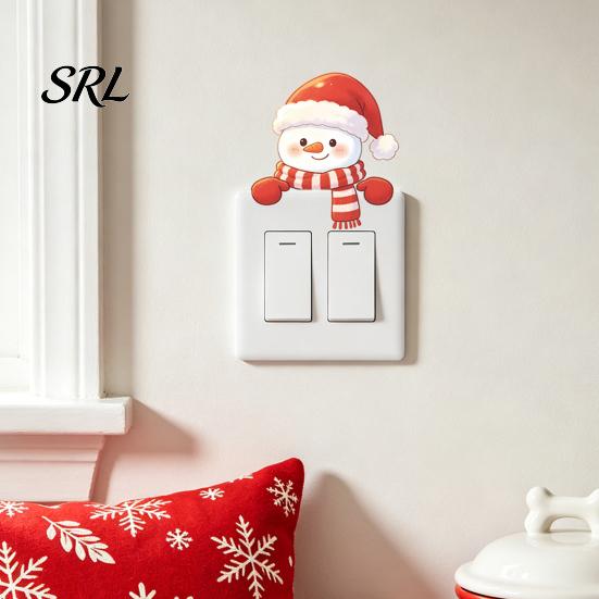 Waterproof Wall Sticker Christmas Snowman Switch Stickers, PVC Light Decals for Square Power Switches & Adhesive Plate Socket Panels, Removable