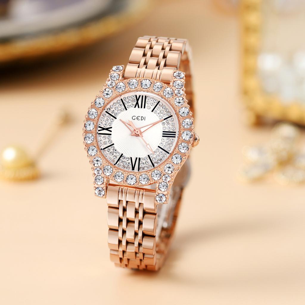 Female Full Diamond Steel Belt Quartz Watch Light Luxury Retro Gypsy Female Watch Waterproof And High-End Watch