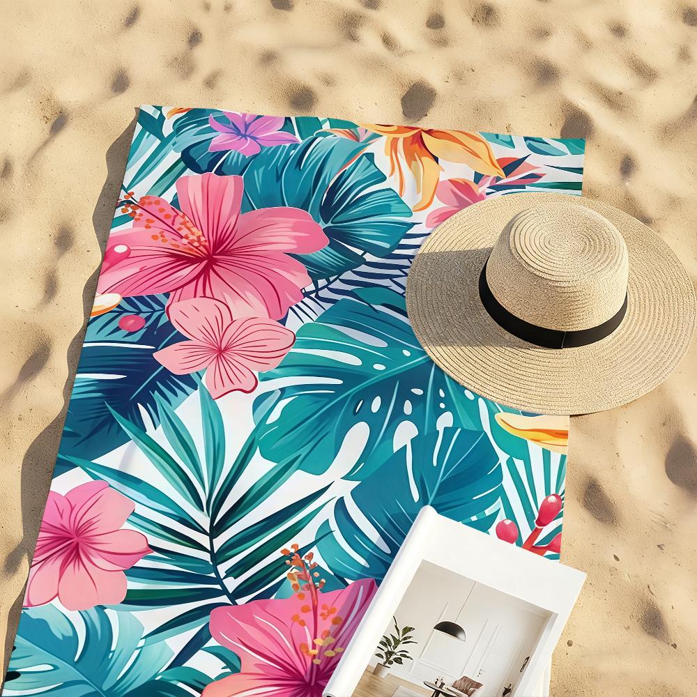 Toalla con Diseño de Hibisco Tropical y Palmeras Secado Rápido Toallas de Playa Son Adecuadas Para Piscinas Camping Yoga y el Gimnasio