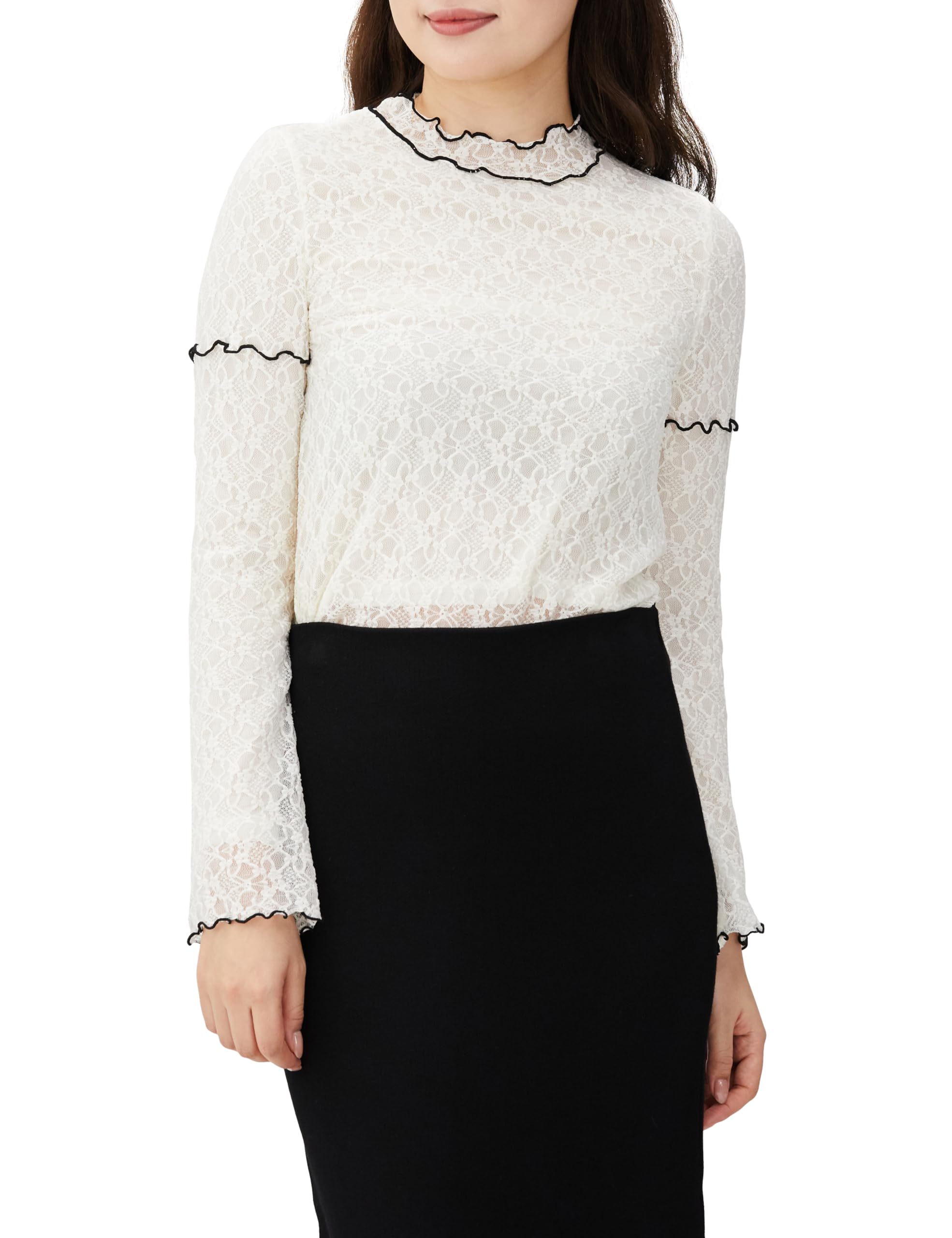 

Jill by Jill Stuart Women s Stretch Lace Mellow Cut Top in Ecru