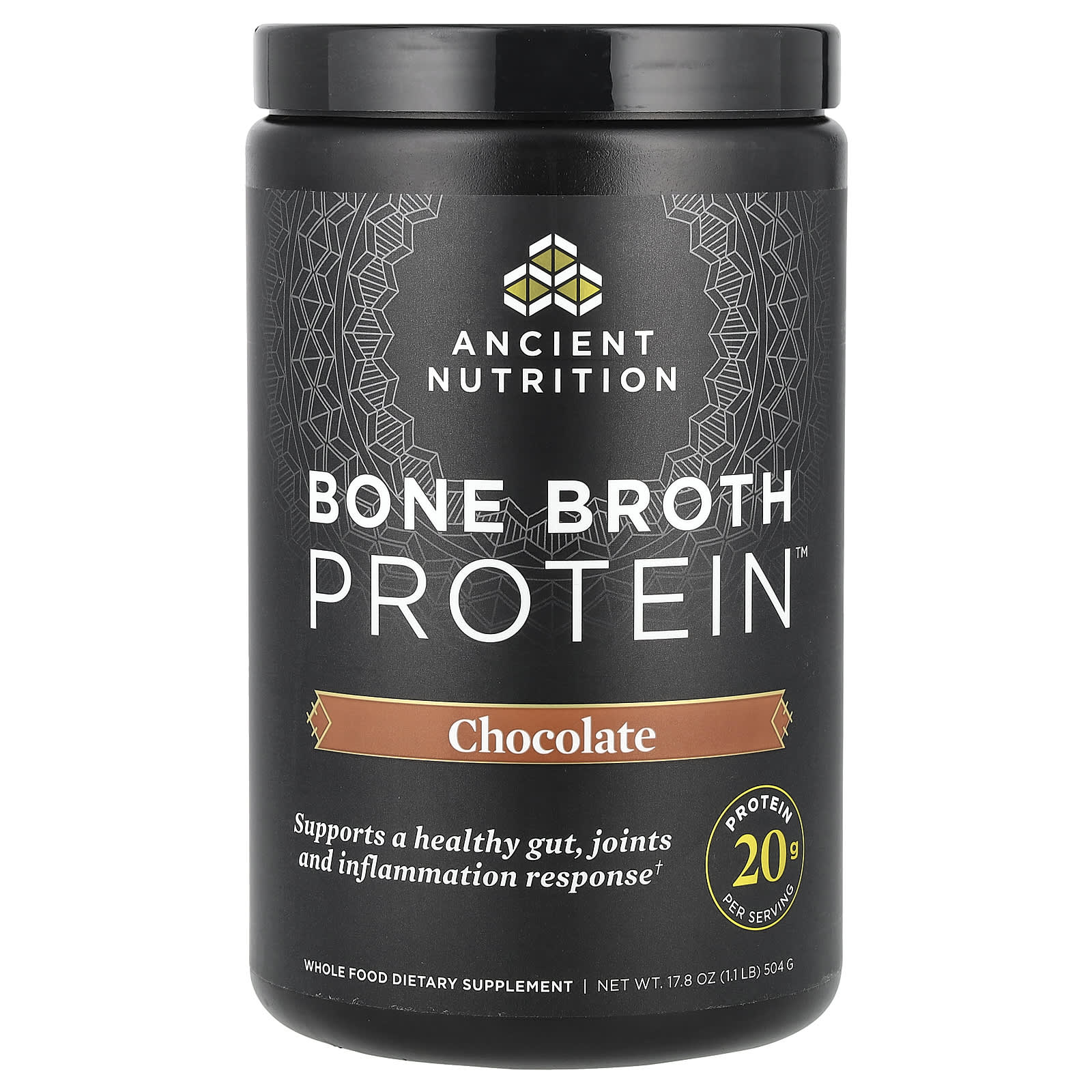 

Ancient Nutrition, Bone Broth Protein™, Chocolate Flavor, 1.1 lb (504 g)